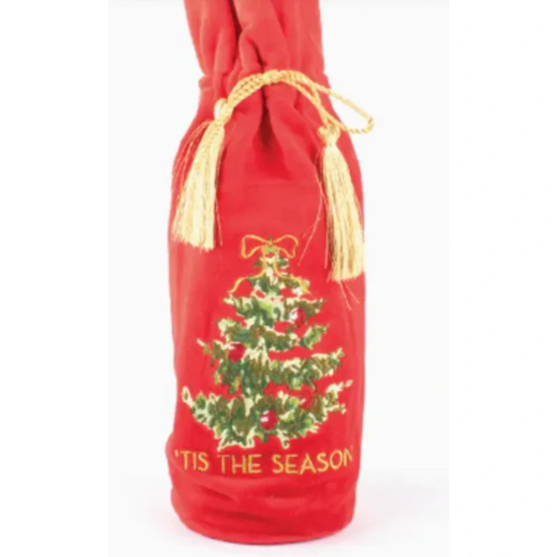 8 Oak Lane Christmas Tree Embroidered Wine Bag