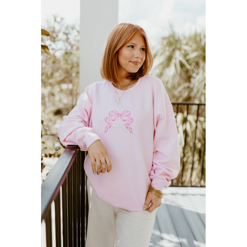 D.V.C. Pink Embroidered Bow Crew